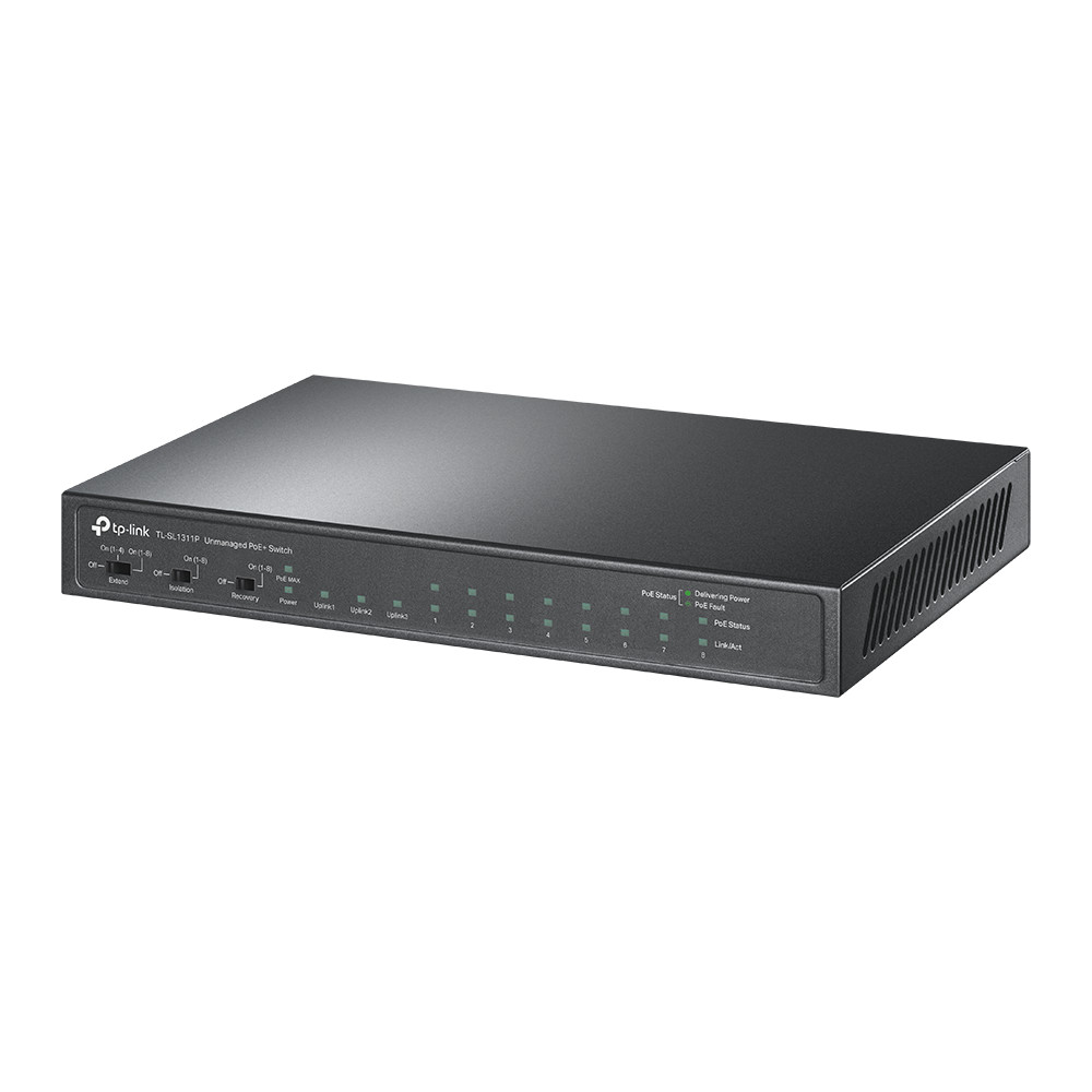 TP-LINK 8-Port 10/100Mbps+3-Port Gigabit Desktop Switch with 8-Port PoE+ TL-SL1311P Unmanaged, Desktop, Ethernet LAN (RJ-45) por
