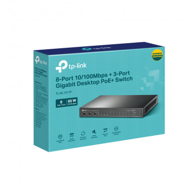TP-LINK 8-Port 10/100Mbps+3-Port Gigabit Desktop Switch with 8-Port PoE+ TL-SL1311P Unmanaged, Desktop, Ethernet LAN (RJ-45) por