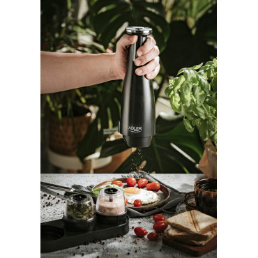 Adler Electric Salt and pepper grinder AD 4449b 7 W, Housing material ABS plastic, Lithium, Matte Black