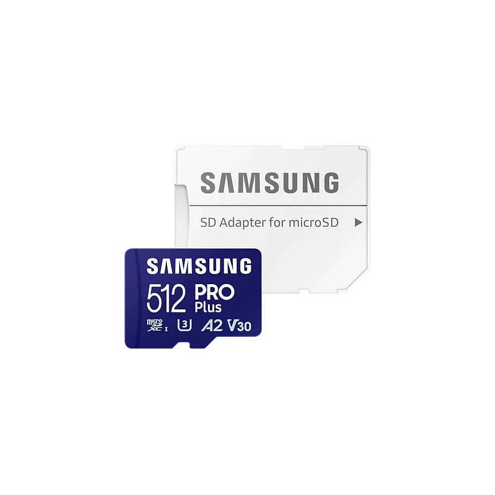 Samsung PRO Plus microSD Card with Adapter 512 GB, MicroSDXC, Flash memory class U3, V30, A2