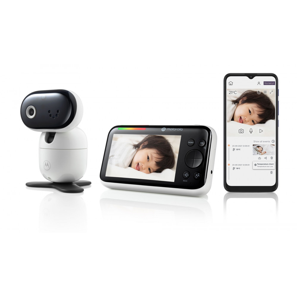 Motorola PIP1610 HD CONNECT 5.0" Wi-Fi HD Motorized Video Baby Monitor, White/Black