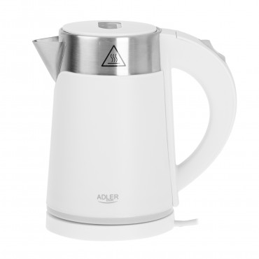 Adler Kettle AD 1372 Electric, 800 W, 0.6 L, Plastic/Stainless steel, 360 rotational base, White