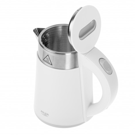 Adler Kettle AD 1372 Electric, 800 W, 0.6 L, Plastic/Stainless steel, 360 rotational base, White