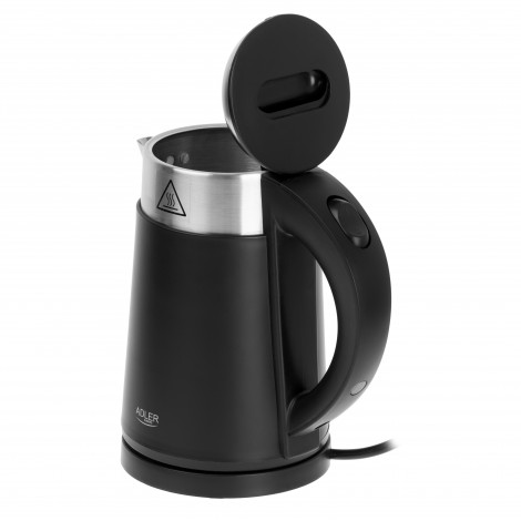 Adler Kettle AD 1372 Electric, 800 W, 0.6 L, Plastic/Stainless steel, 360 rotational base, Black