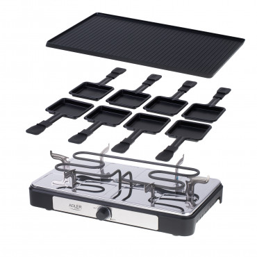 Adler Raclette - electric grill AD 6616 Table, 1400 W, Black/Stainless steel