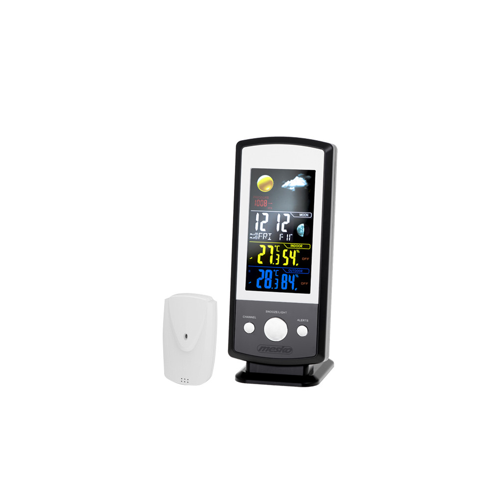 Mesko MS 1177 Weather station, Black, Colorful Digital Display