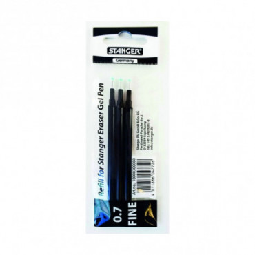 Stanger Gelinė šerdelė rašikliui Eraser 0.7 mm, juodas, 3 vnt. rinkinys 18000300080