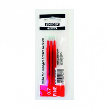 Stanger Gelinė šerdelė rašikliui Eraser 0.7 mm, raudona, 3 vnt. rinkinys 18000300082