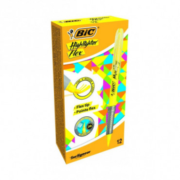 Bic Teksto žymeklis Flex 1-4 mm, geltonas, pakuotėje 12 vnt. 448919
