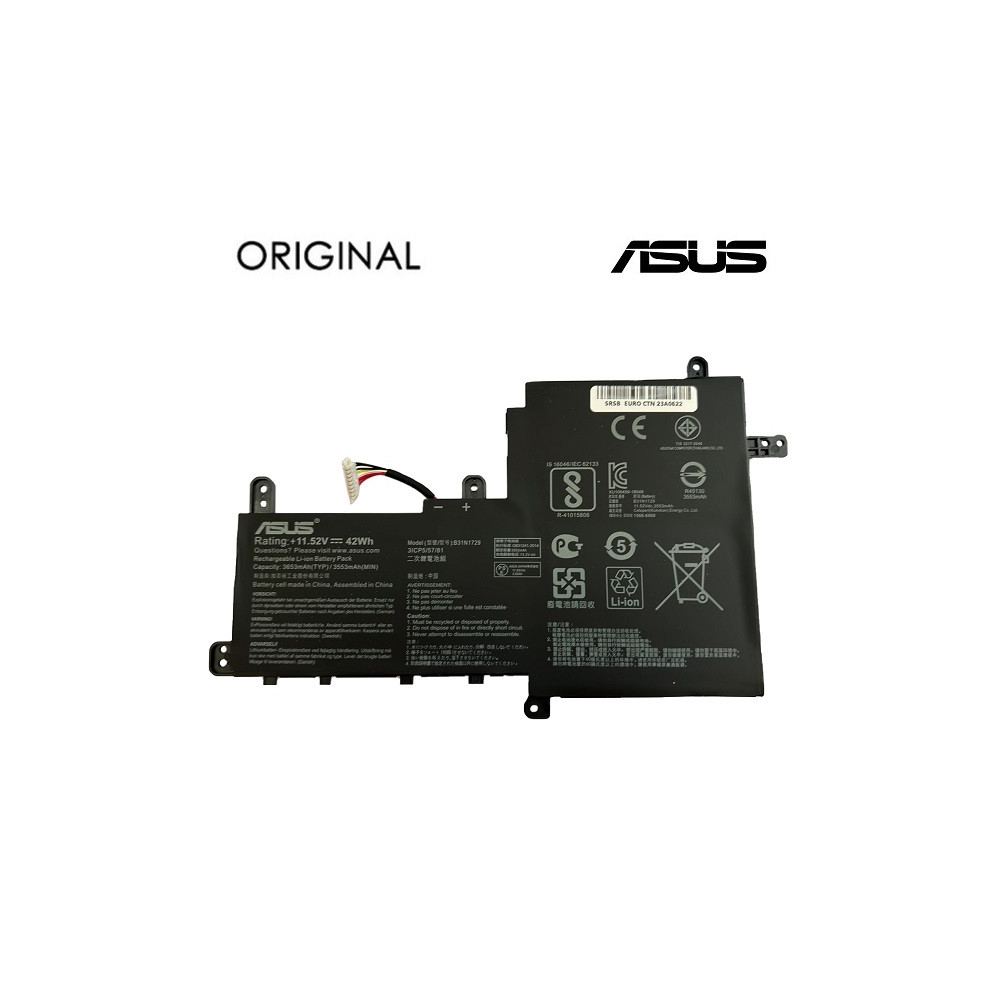 Nešiojamo kompiuterio baterija ASUS B31N1729, 3653mAh, Original