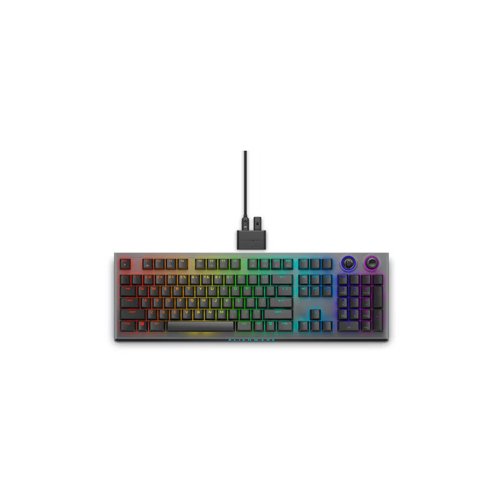 Dell Alienware Tri-Mode AW920K Wireless Gaming Keyboard, RGB LED light, US, Wireless, Dark Side of the Moon, Bluetooth, Numeric 