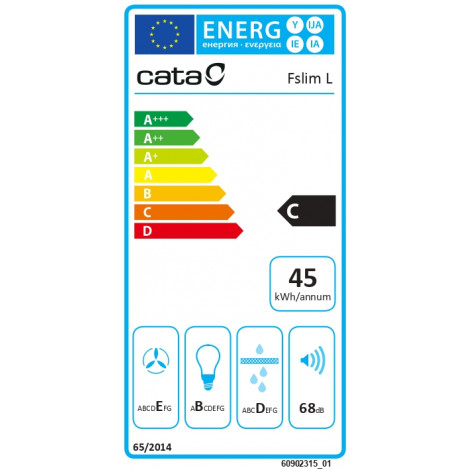 CATA F-2050 WH Hood, Energy efficiency class C, Max 195 m /h, LED, White