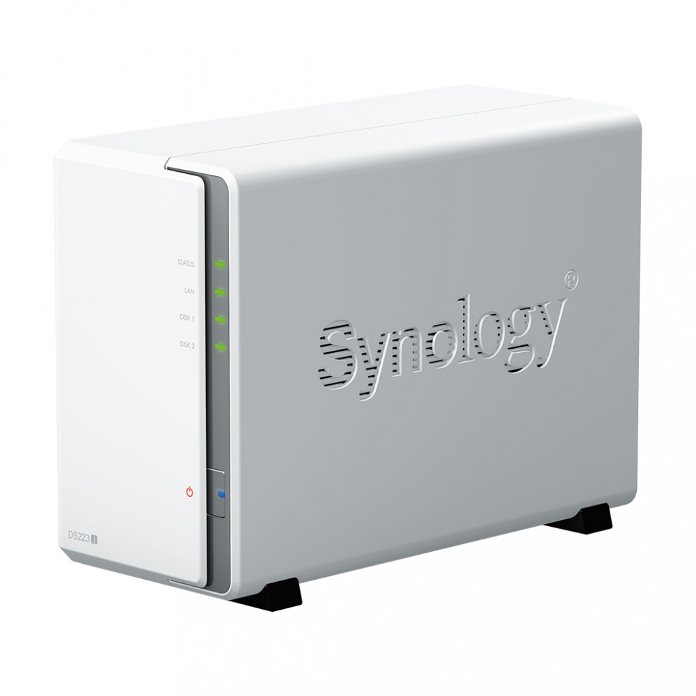 Synology Tower NAS DS223j up to 2 HDD/SSD, Realtek, RTD1619B, Processor frequency 1.7 GHz, 1 GB, DDR4, 1x1GbE, 2xUSB 3.2 Gen 1