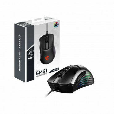 MSI GM51 Lightweight Optical, RGB LED light, Black, Gaming Mouse, 8000 Hz