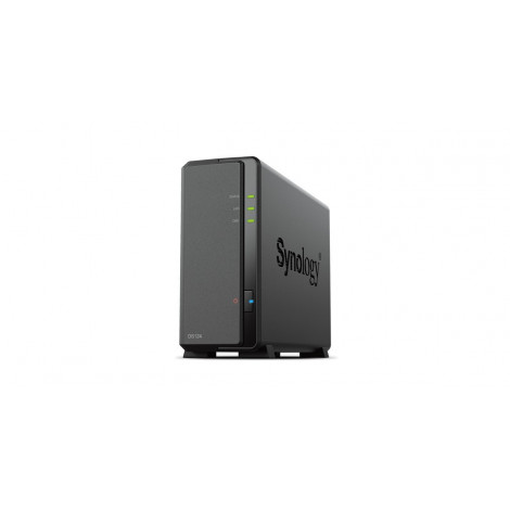 Synology Tower NAS DS124 up to 1 HDD/SSD, Realtek, RTD1619B, Processor frequency 1.7 GHz, 1 GB, DDR4, 1x1GbE, 2xUSB 2.0