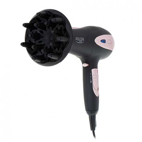 Adler Hair Dryer AD 2248b ION 2200 W, Number of temperature settings 3, Ionic function, Diffuser nozzle, Black/Pink