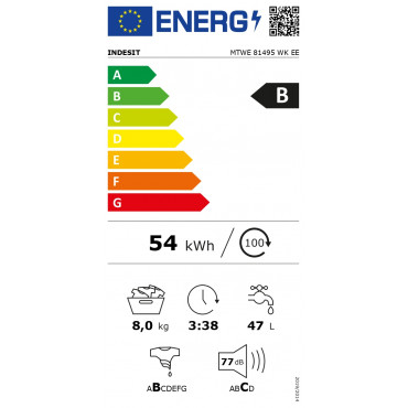 INDESIT Washing Machine MTWE 81495 WK EE Energy efficiency class B, Front loading, Washing capacity 8 kg, 1400 RPM, Depth 60.5 c