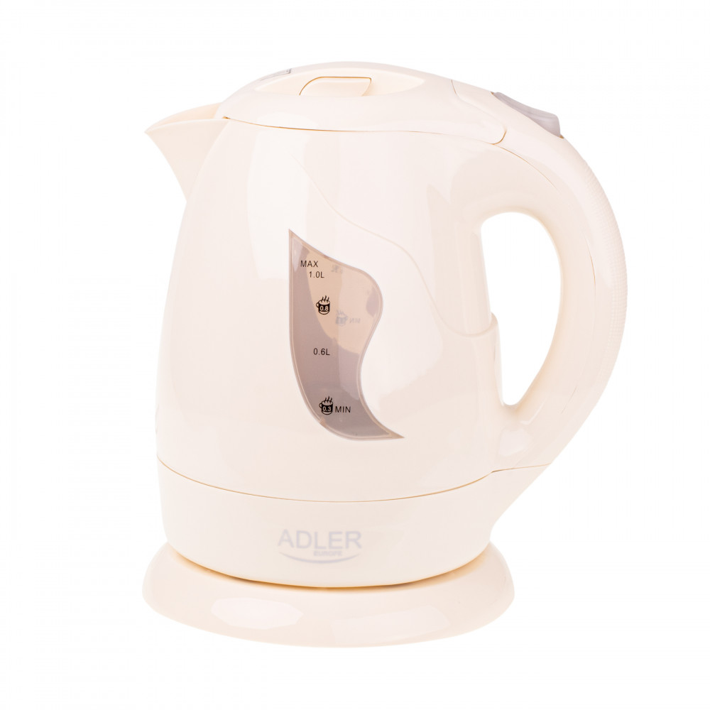 Adler Kettle AD 08 b Standard, Plastic, Beige, 850 W, 360 rotational base, 1 L