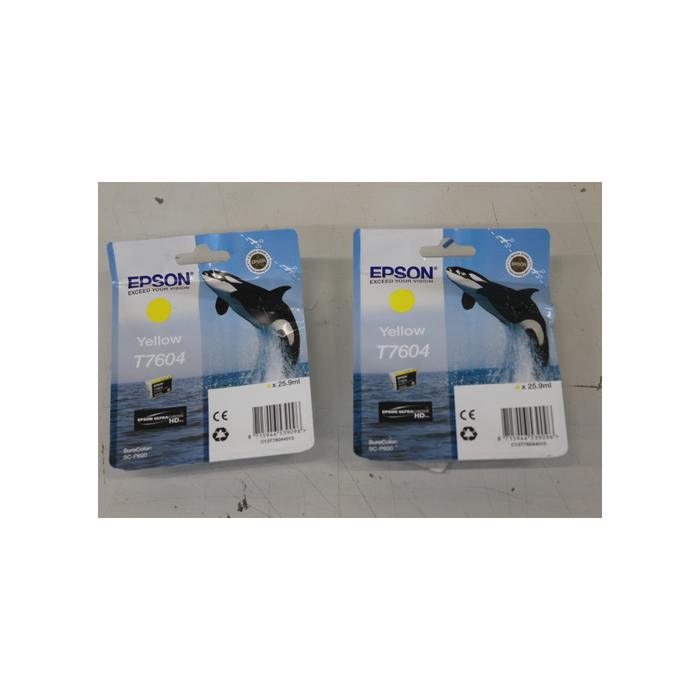 SALE OUT. Epson T7604 ink, Yellow Epson T7604 Ink Cartridge, Yellow, DAMAGED PACKAGING