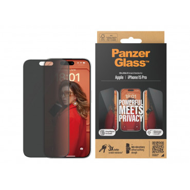 PanzerGlass Privacy Screen Protector iPhone 2023 6.1" Pro | Ultra-Wide Fit w. EasyAligner