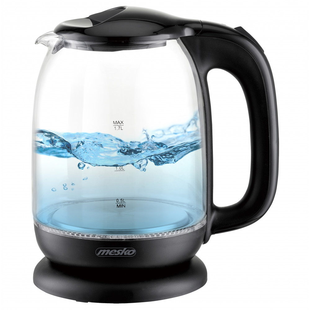 Mesko Kettle MS 1302b Electric 2200 W 1.7 L Glass 360 rotational base Black