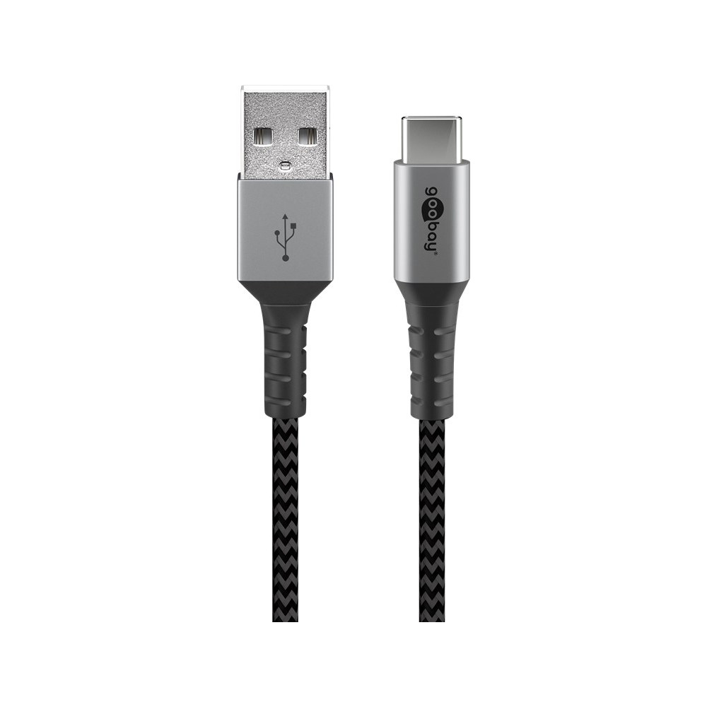 Goobay USB-C to USB-A Textile Cable with Metal Plugs