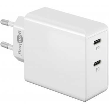 Goobay 61758 Dual USB-C PD Fast Charger (36 W), White Goobay