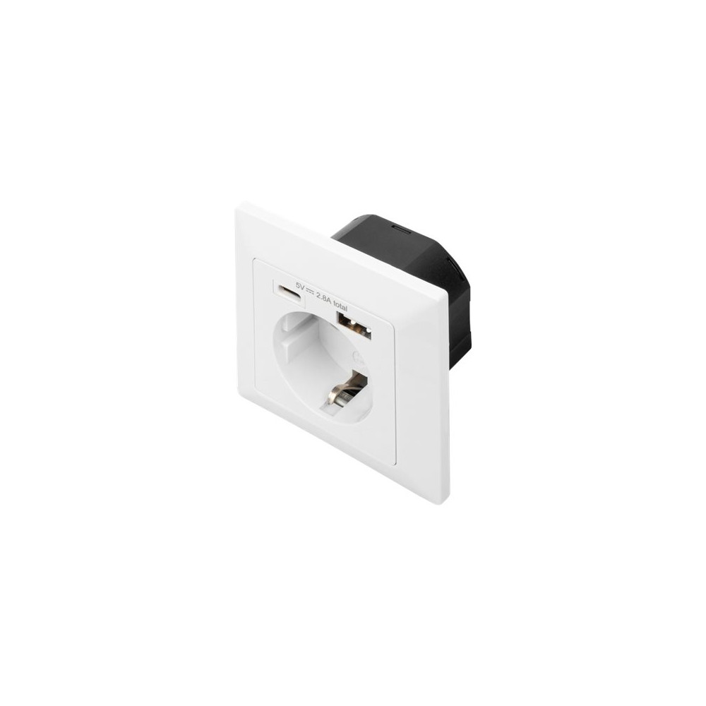 DIGITUS Safety Plug for Flush Mounting with 1 x USB Type-C, 1 x USB A Digitus