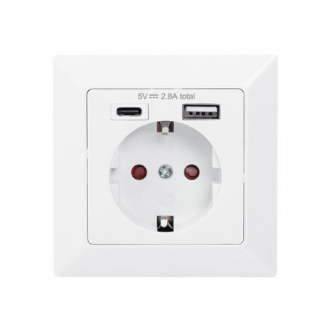 DIGITUS Safety Plug for Flush Mounting with 1 x USB Type-C, 1 x USB A Digitus