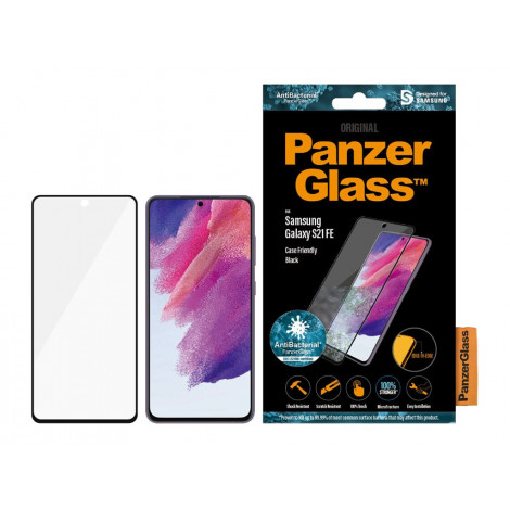 PanzerGlass Samsng Galaxy S21 FE CF Hybrid glass Black Screen Protector Antibacterial Works with in-screen fingerprint reader Fu