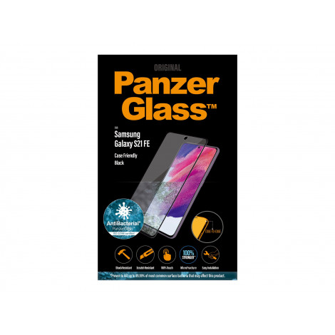 PanzerGlass Samsng Galaxy S21 FE CF Hybrid glass Black Screen Protector Antibacterial Works with in-screen fingerprint reader Fu