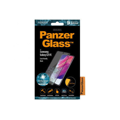 PanzerGlass Samsng Galaxy S21 FE CF Hybrid glass Black Screen Protector Antibacterial Works with in-screen fingerprint reader Fu