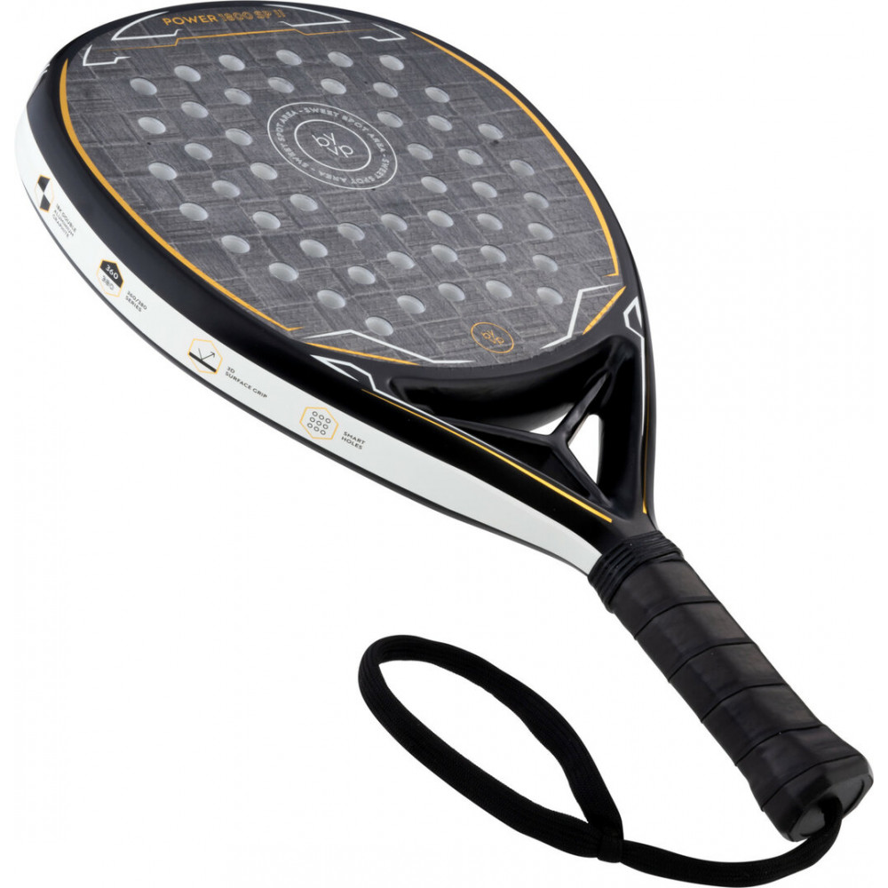 BYVP Padel Racket POWER 1800 II Black/White/Gold