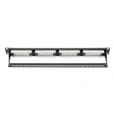 Digitus Patch Panel DN-91624U Black 48.2 x 4.4 x 10.9 cm Category: CAT 6 Ports: 24 x RJ45 Retention strength: 7.7 kg Insertion f