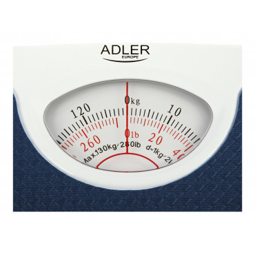 Adler Mechanical bathroom scale AD 8151b Maximum weight (capacity) 130 kg Accuracy 1000 g Blue/White