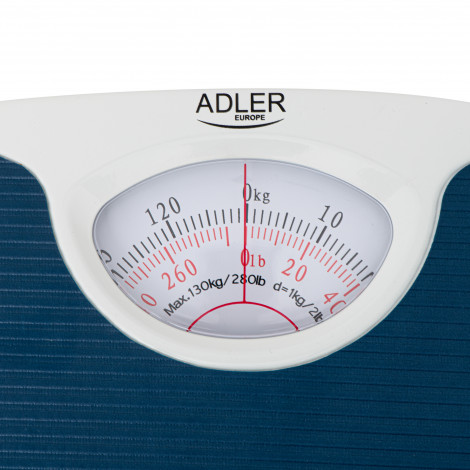 Adler Mechanical bathroom scale AD 8151b Maximum weight (capacity) 130 kg Accuracy 1000 g Blue/White