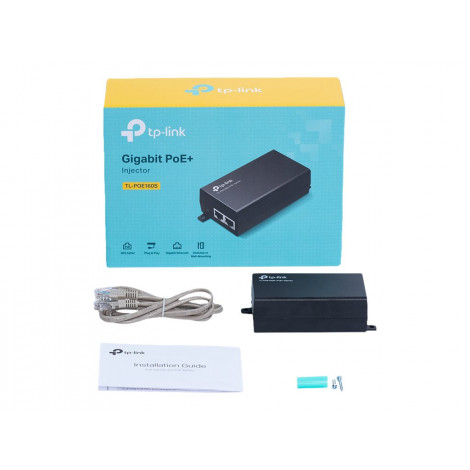 TP-LINK PoE+ Injector Adapter TL-POE160S 10/100/1000 Mbit/s Ethernet LAN (RJ-45) ports 1x10/100/1000Mbps RJ45 data-in port, 1x10