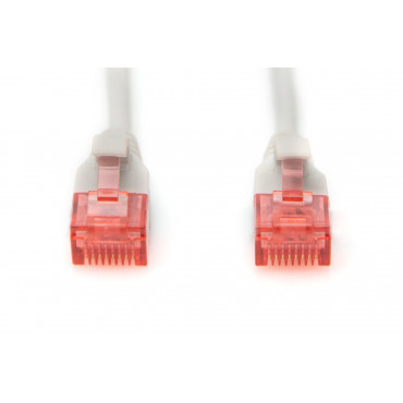 Digitus CAT 6 U-UTP Slim patch cord Patch cord Modular RJ45 (8/8) plug Transparent red coloured connector for easy identificatio