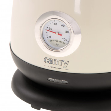Camry Kettle with a thermometer CR 1344 Electric 2200 W 1.7 L Stainless steel 360 rotational base Cream