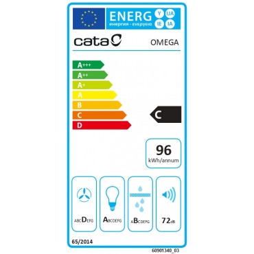 CATA Hood OMEGA 600 X Wall mounted Energy efficiency class C Width 60 cm 645 m /h Mechanical control LED Grey