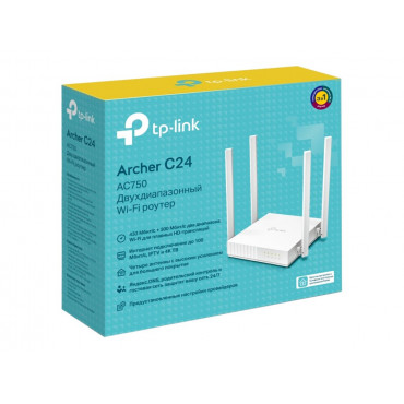 TP-LINK Dual Band Router Archer C24 802.11ac 300+433 Mbit/s 10/100 Mbit/s Ethernet LAN (RJ-45) ports 4 Mesh Support No MU-MiMO Y