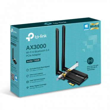 Dual Band TP-LINK Archer Wi-Fi 6 Bluetooth 5.0 PCIe Adapter TX50E 2.4GHz/5GHz Antenna type 2xExternal