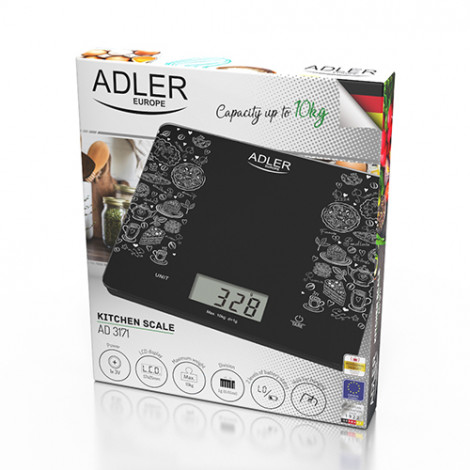 Adler Kitchen scale AD 3171 Maximum weight (capacity) 10 kg Graduation 1 g Display type LCD Black