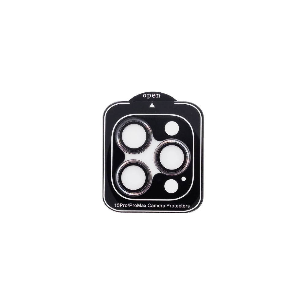 Apsauginis stiklas iPhone 15 Pro / 15 Pro Max kamerų lęšiams (juodas)