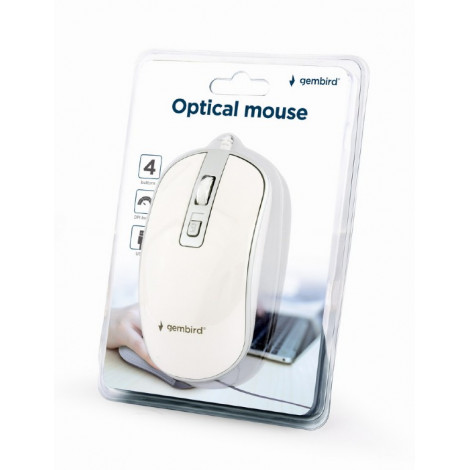Gembird Optical USB mouse MUS-4B-06-WS Optical mouse White/Silver
