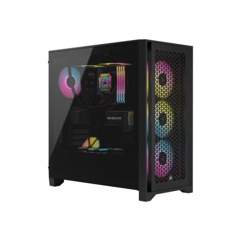 Corsair Tempered Glass PC Case iCUE 4000D RGB AIRFLOW Side window Black Mid-Tower Power supply included No