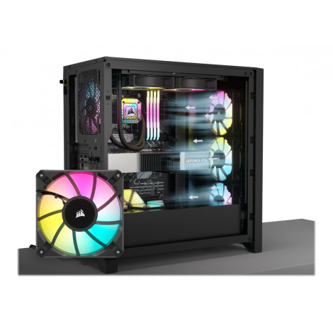 Corsair Tempered Glass PC Case iCUE 4000D RGB AIRFLOW Side window Black Mid-Tower Power supply included No