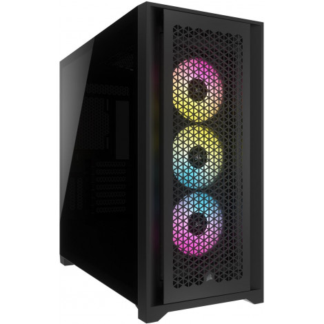 Corsair Tempered Glass PC Case iCUE 5000D RGB AIRFLOW Side window Black Mid-Tower Power supply included No