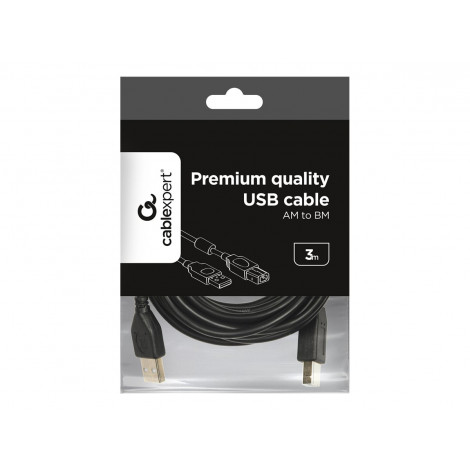 USB 2.0 A-plug B-plug 3 m (10 ft) cable with ferrite core Gembird