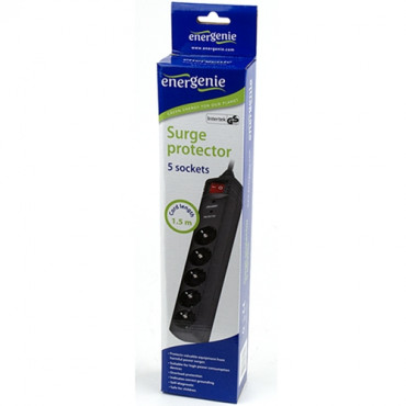 EnerGenie Surge Protector SPG5-C-5/ 1.5 m/ 5 Sockets/ Black